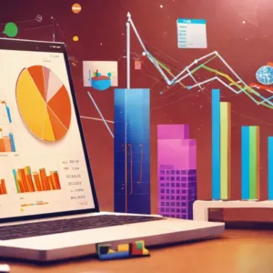 analyse site web maroc Ordinateur affichant des graphiques de données et statistiques de performance, illustrant l'expertise de l'agence Wellbek en analyse de site web à Rabat.
