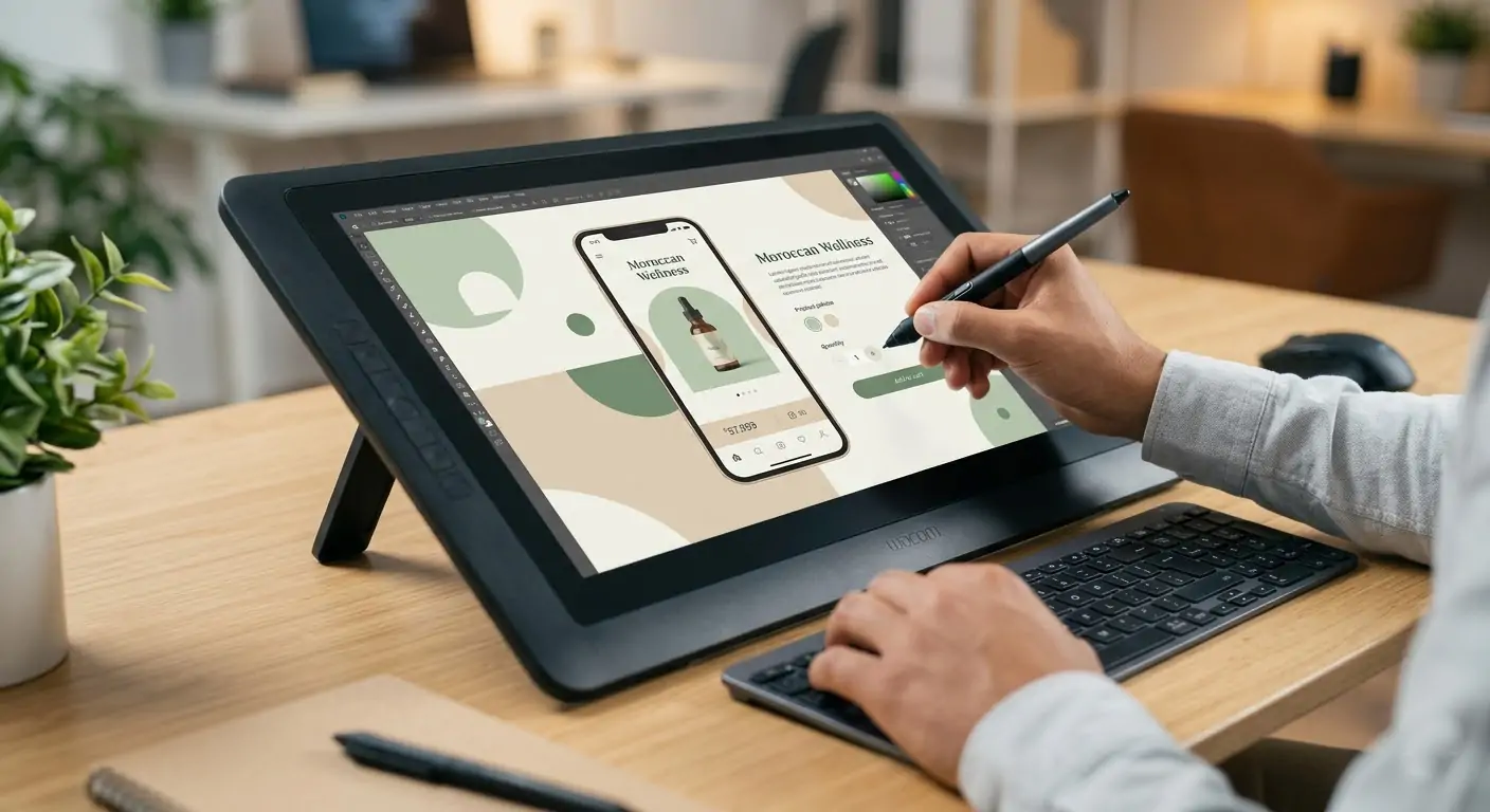 Expert en design graphique et UI/UX au Maroc créant une identité visuelle moderne